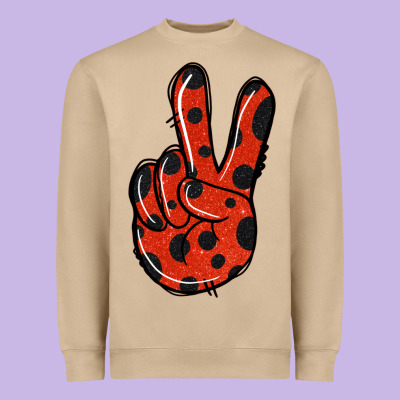 Ladybug Peace Sign Heavyweight Sweatshirt Designed By Jasminsmagicworld