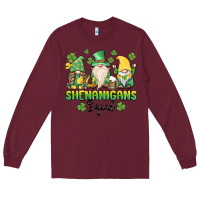 Burgundy shenanigans squad gnomes st. patricks day Long Sleeve Tee - MaliasSmallBusiness