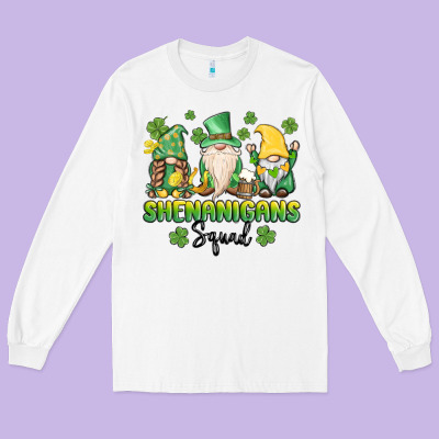 Shenanigans Squad Gnomes St. Patricks Day Long Sleeve Tee Designed By Maliassmallbusiness