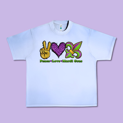 Peace Love Mardi Gras Urban Heavy Tee Designed By Jasminsmagicworld
