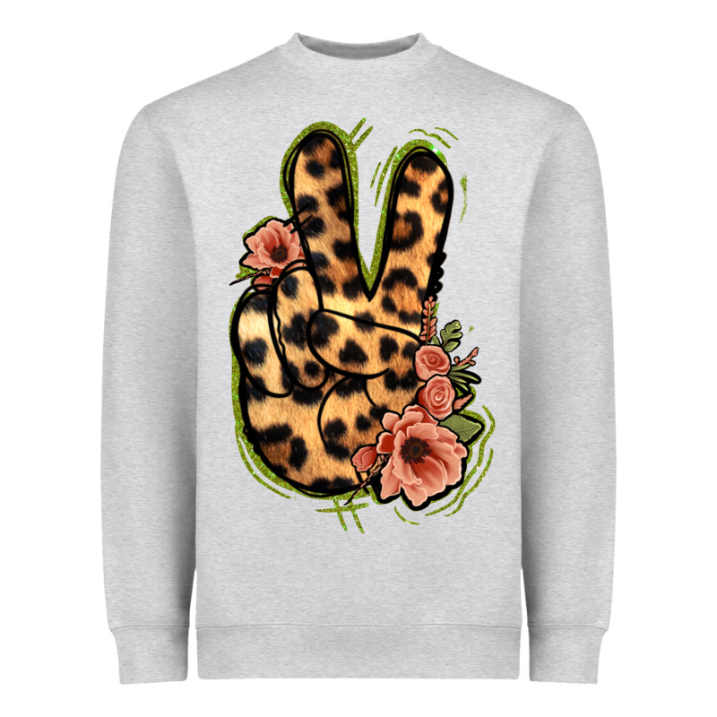 Leopard Floral Peace Sign Heavyweight Sweatshirt by Jasminsmagicworld | Teevron
