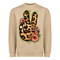 Mushroom Leopard Floral Peace Sign Heavyweight Sweatshirt - Jasminsmagicworld