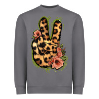 Storm Leopard Floral Peace Sign Heavyweight Sweatshirt - Jasminsmagicworld