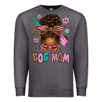 Charcoal Heather Afro Messy Bun Dog Mom Premium Sweatshirt - texasbilliewilder