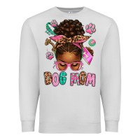 Dove Grey Afro Messy Bun Dog Mom Premium Sweatshirt - texasbilliewilder