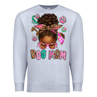 Heather Grey Afro Messy Bun Dog Mom Premium Sweatshirt - texasbilliewilder