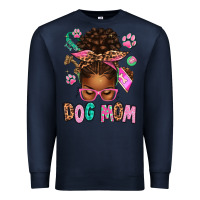 Navy Afro Messy Bun Dog Mom Premium Sweatshirt - texasbilliewilder