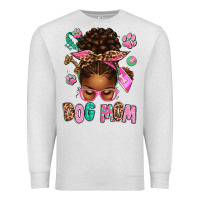 Oatmeal Heather Afro Messy Bun Dog Mom Premium Sweatshirt - texasbilliewilder