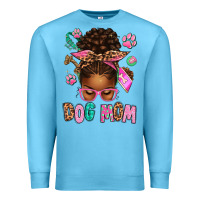 Ocean Blue Afro Messy Bun Dog Mom Premium Sweatshirt - texasbilliewilder