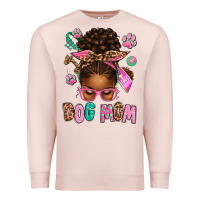 Pale Pink Afro Messy Bun Dog Mom Premium Sweatshirt - texasbilliewilder