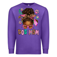 Purple Afro Messy Bun Dog Mom Premium Sweatshirt - texasbilliewilder