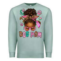 Seafoam Afro Messy Bun Dog Mom Premium Sweatshirt - texasbilliewilder