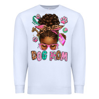 Afro Messy Bun Dog Mom Premium Sweatshirt | Teevron