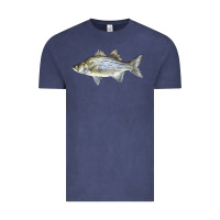 Vintage Denim White Bass Fish Illustrations Vintage Tee - LillyAllenDesigns