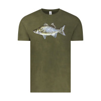 Vintage Olive White Bass Fish Illustrations Vintage Tee - LillyAllenDesigns