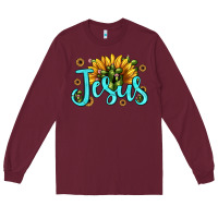 Burgundy jesus sunflower Long Sleeve Tee - JahusDesignShop