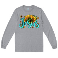 Heather Grey jesus sunflower Long Sleeve Tee - JahusDesignShop