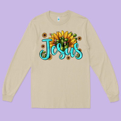 Jesus Sunflower Long Sleeve Tee Designed By Jahusdesignshop