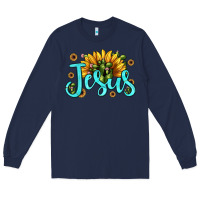 Navy jesus sunflower Long Sleeve Tee - JahusDesignShop