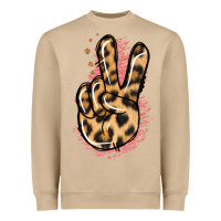 Pink Glitter Leopard Peace Sign Heavyweight Sweatshirt | Teevron