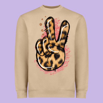 Pink Glitter Leopard Peace Sign Heavyweight Sweatshirt Designed By Jasminsmagicworld