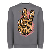 Storm Pink Glitter Leopard Peace Sign Heavyweight Sweatshirt - Jasminsmagicworld