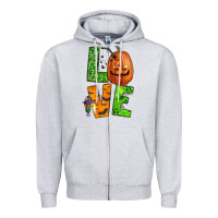 Heather Grey love halloween Zipper Hoodie - BundleAndBundleShop