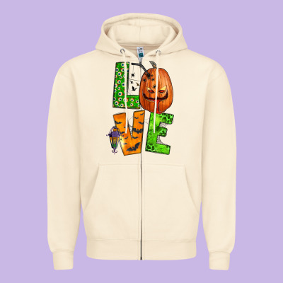 Love Halloween Zipper Hoodie Designed By Bundleandbundleshop