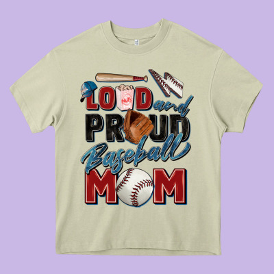 Loud And Proud Baseball Mom Heavy Core Tee Designed By Zillion Design Studio