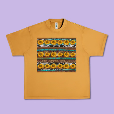 Sunflowers Leopard Cowhide Turquoise Urban Heavy Tee Designed By Barkaloodesign