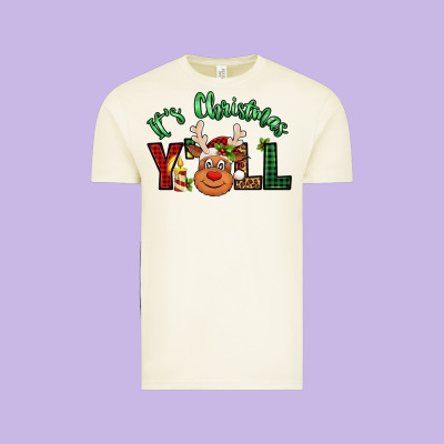 It's Christmas Y'all Reindeer Vintage Tee Designed By Jasminsmagicworld