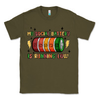 Army Green social battery Classic Tee - MaliasSmallBusiness