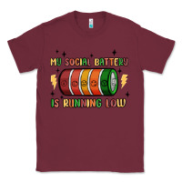 Burgundy social battery Classic Tee - MaliasSmallBusiness