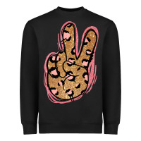 Black Gold Glitter Pink Leopard Peace Sign Heavyweight Sweatshirt - Jasminsmagicworld