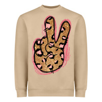 Mushroom Gold Glitter Pink Leopard Peace Sign Heavyweight Sweatshirt - Jasminsmagicworld