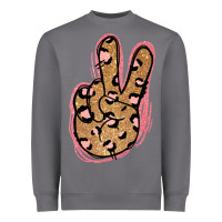 Storm Gold Glitter Pink Leopard Peace Sign Heavyweight Sweatshirt - Jasminsmagicworld