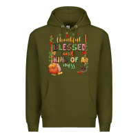 Army Green Thankful blessed and kind of a mess Premium Hoodie - NancyCooperArtShop