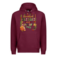 Burgundy Thankful blessed and kind of a mess Premium Hoodie - NancyCooperArtShop