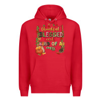 Red Thankful blessed and kind of a mess Premium Hoodie - NancyCooperArtShop