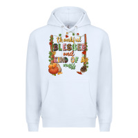 White Thankful blessed and kind of a mess Premium Hoodie - NancyCooperArtShop