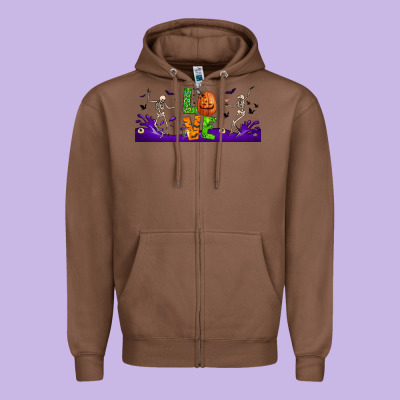 Love Halloween  Libbey Glass Zipper Hoodie Designed By Bundleandbundleshop