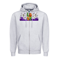 Heather Grey love halloween  libbey glass Zipper Hoodie - BundleAndBundleShop