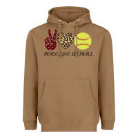 Toasted Coconut Peace Love Softball Heavyweight Hoodie - Bettercallsaul