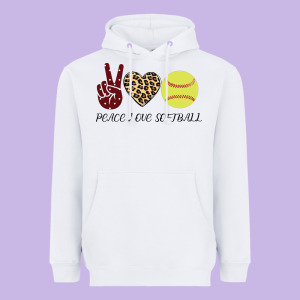 Peace Love Softball Heavyweight Hoodie Designed By Bettercallsaul