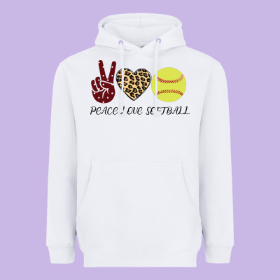 Peace Love Softball Heavyweight Hoodie Designed By Bettercallsaul