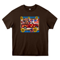 Chocolate Brown 4th of july truck cow mousepad Heavy Core Tee - BarkalooDesign