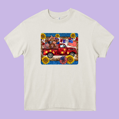 4th Of July Truck Cow Mousepad Heavy Core Tee Designed By Barkaloodesign