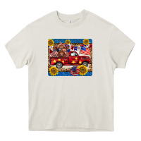 Cream 4th of july truck cow mousepad Heavy Core Tee - BarkalooDesign