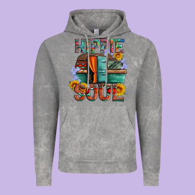 Hippie Soul With Caravan And Flowers Vintage Hoodie Designed By Artiststas
