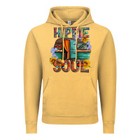 Vintage Mustard hippie soul with caravan and flowers Vintage Hoodie - Artiststas